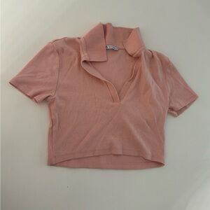 Zara Pink Cropped Polo